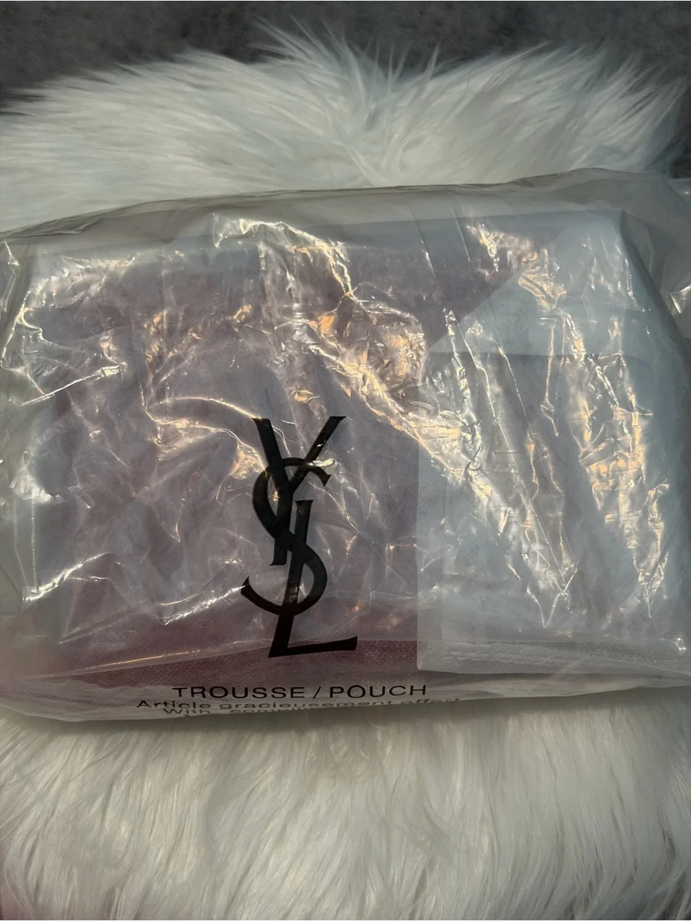 New Arrivals! Yves Saint Laurent Pink-Red Structured Flap Cosmetic Pouch